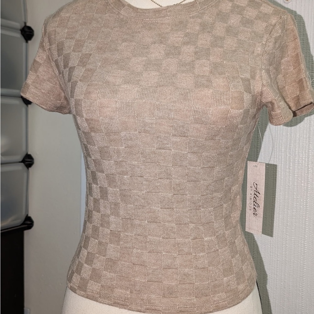 Atelier Swarovski Tan Fitted Short Sleeve T-Shirt